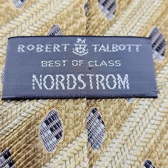 Robert Talbott‎ Best Of Class Mens Neck Tie Gold Geometric Nordstrom 58" X 4" - Picture 7 of 10
